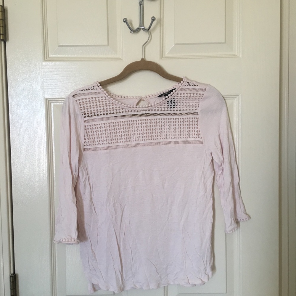 Pale Blush Pink 3/4 Sleeve Top